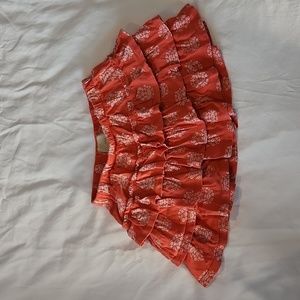Boden girls ruffle skort skirt coral flowers 6-7